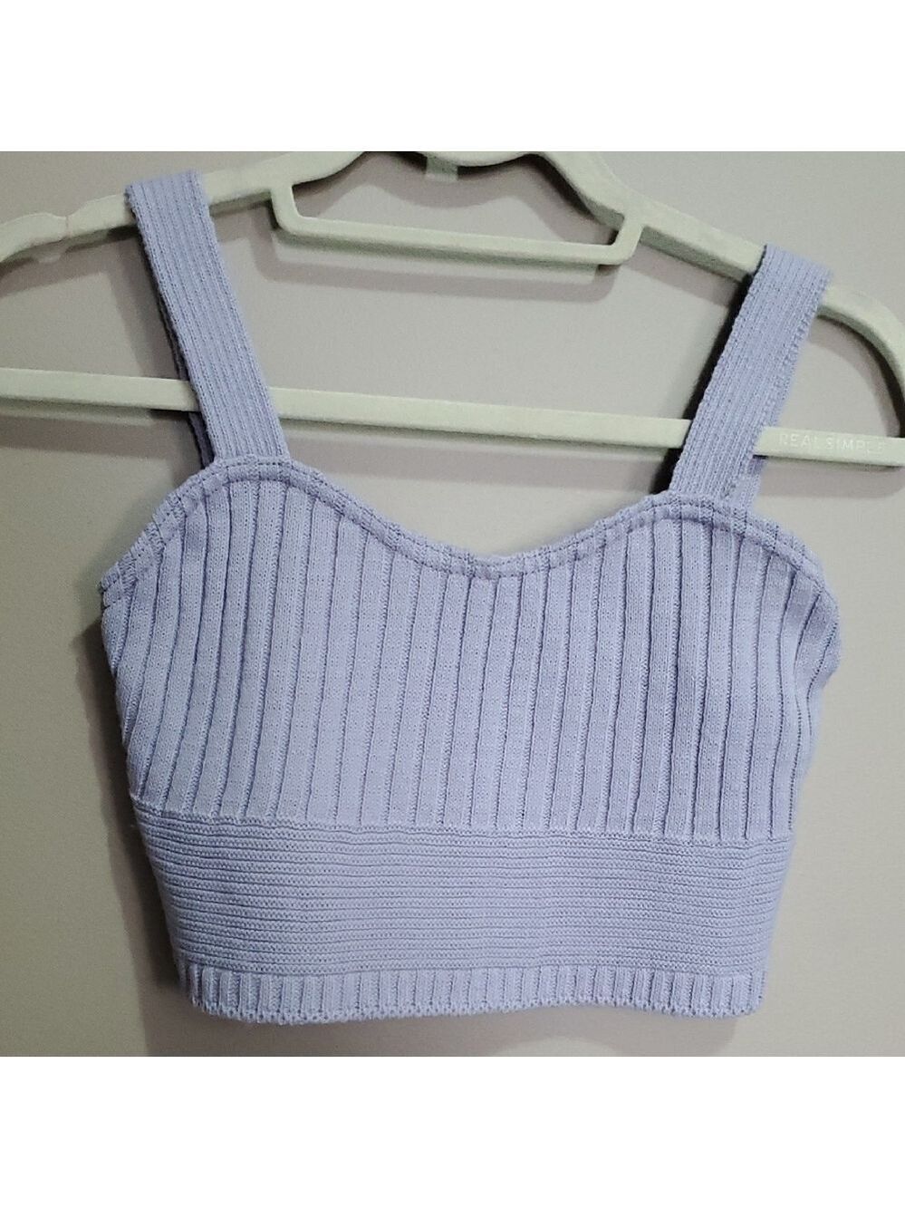 Lilac Ribbed Knit Crop Top Size Small